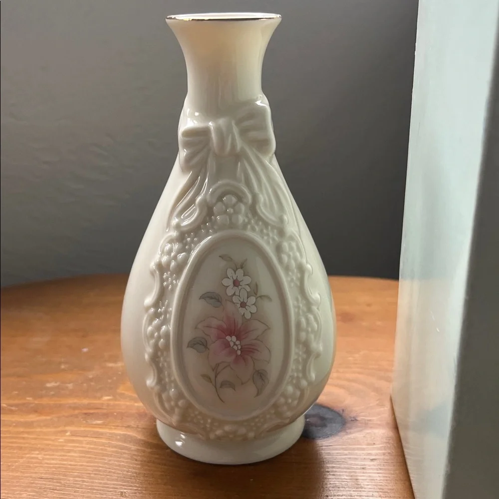 Cameo Cream Vase with Pink Floral Accent